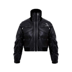 Men's Techwear Double Zipper Padded Faux Leather Jacket - ATLAS 1