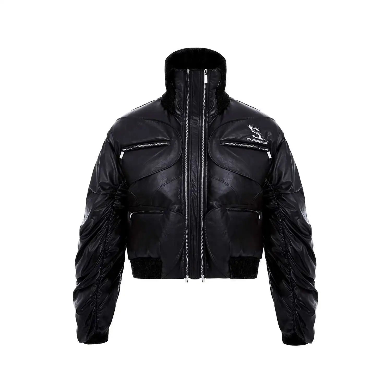 Men's Techwear Double Zipper Padded Leather Jacket - ATLAS 1