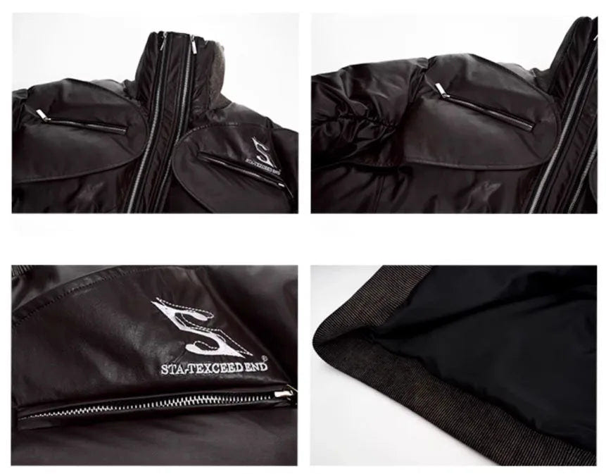 Men's Techwear Double Zipper Padded Leather Jacket - ATLAS 1