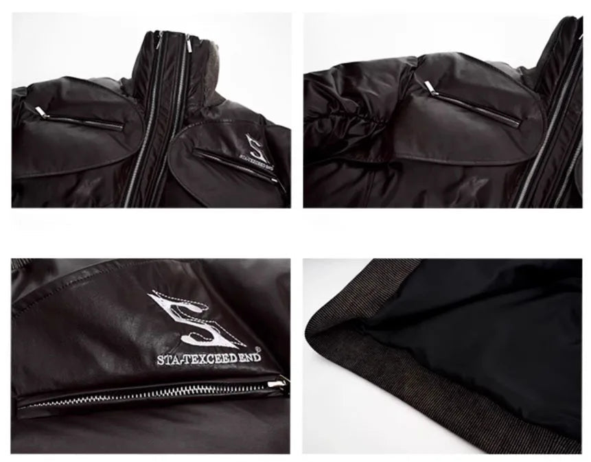Men's Techwear Double Zipper Padded Leather Jacket - ATLAS 1