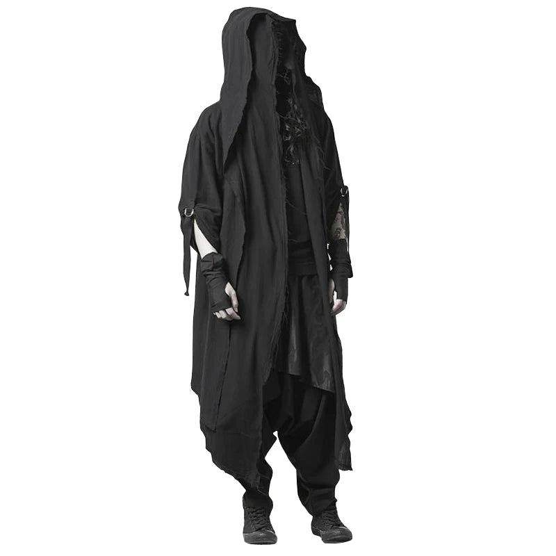 Men's Techwear Goth Windbreaker Long Cardigan Coat - ATLAS 1