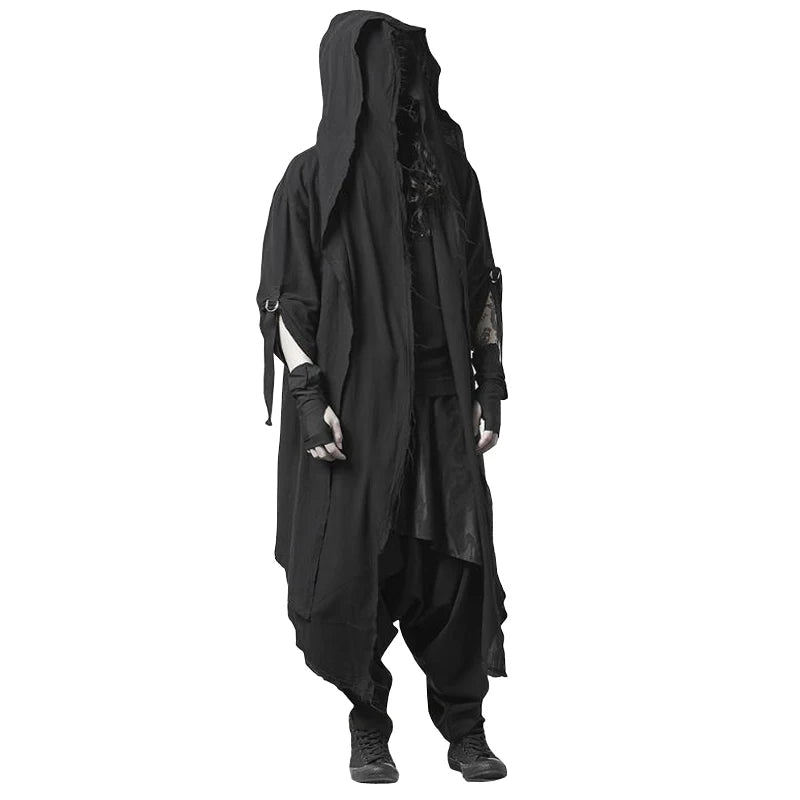 Men's Techwear Goth Windbreaker Long Cardigan Coat - ATLAS 1