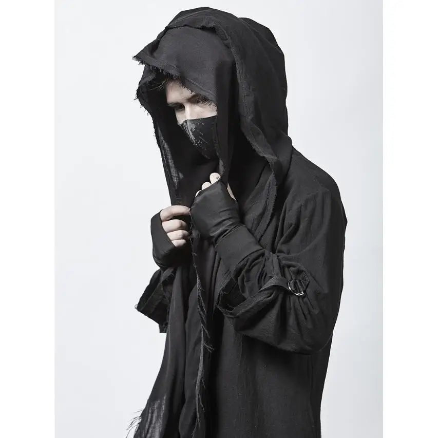 Men's Techwear Goth Windbreaker Long Cardigan Coat - ATLAS 1