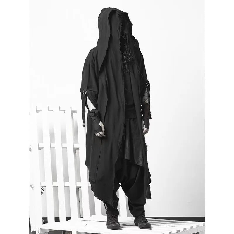 Men's Techwear Goth Windbreaker Long Cardigan Coat - ATLAS 1