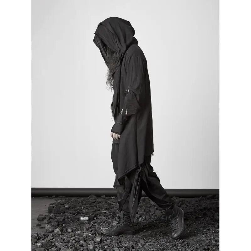 Men's Techwear Goth Windbreaker Long Cardigan Coat - ATLAS 1