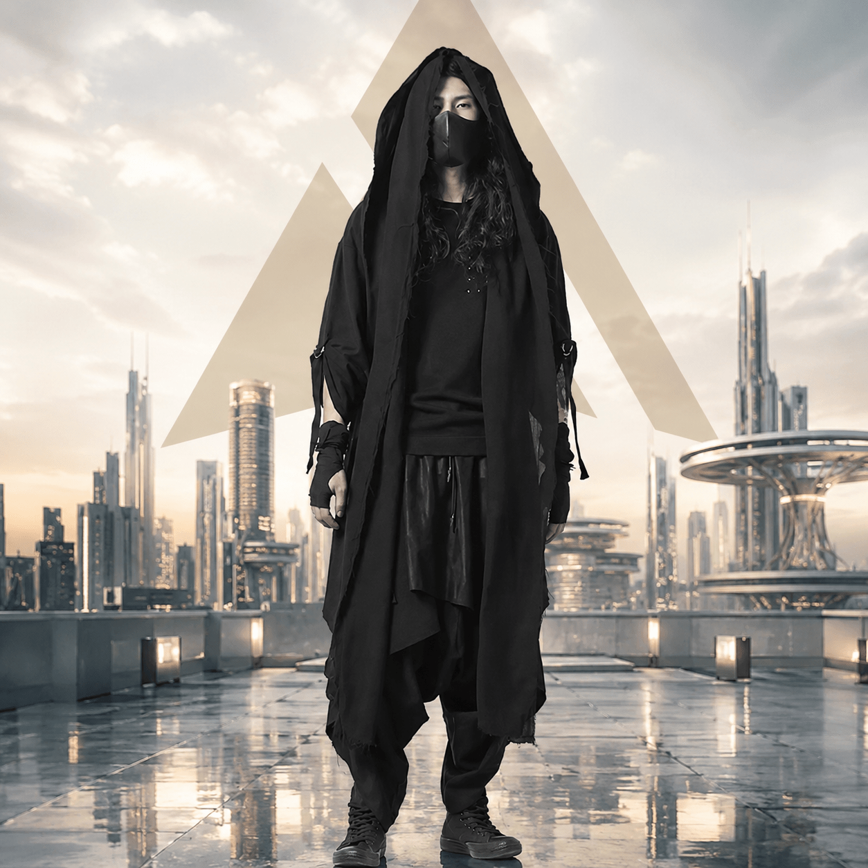 Men's Techwear Goth Windbreaker Long Cardigan Coat - ATLAS 1