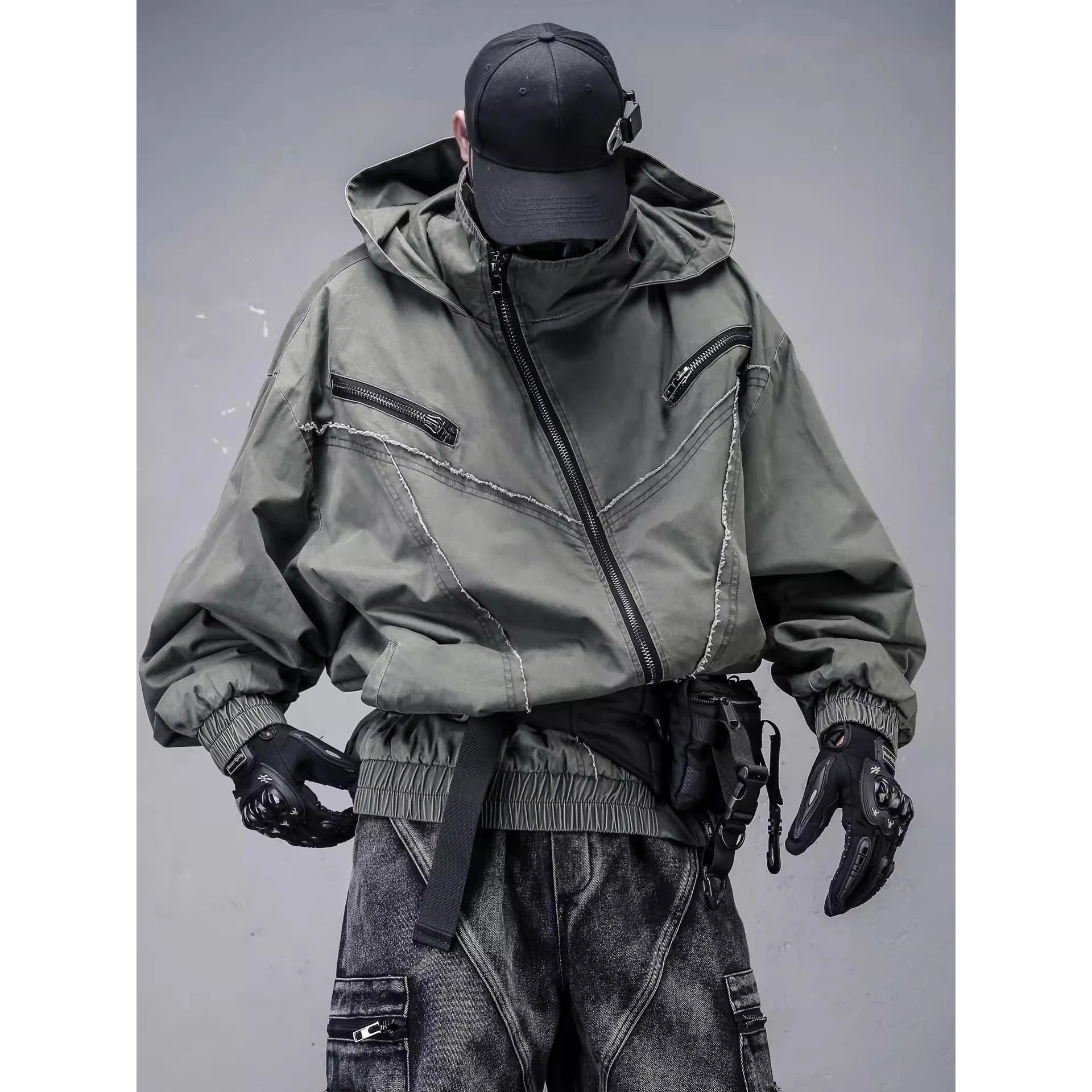 Men's Techwear Grunge Patchwork Hooded Jacket - ATLAS 1