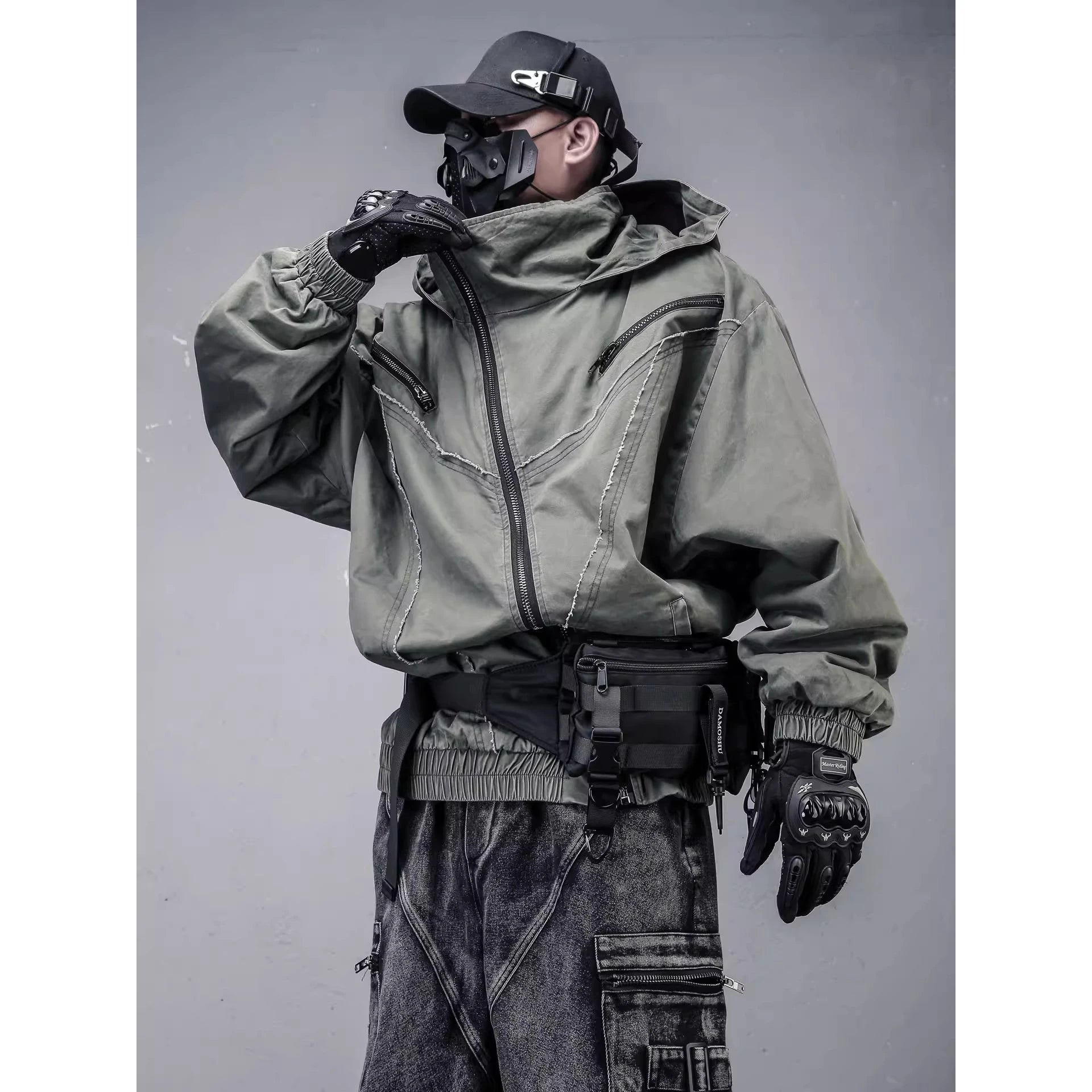 Men's Techwear Grunge Patchwork Hooded Jacket - ATLAS 1