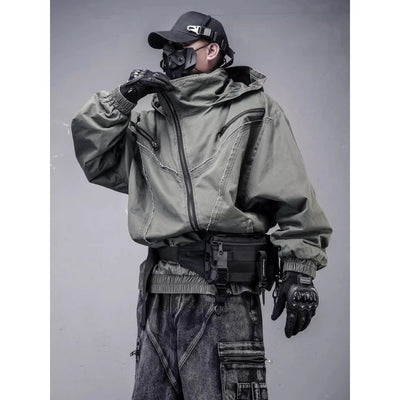 Men's Techwear Grunge Patchwork Hooded Jacket