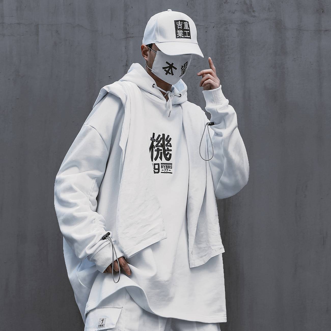 Men's Techwear Harajuku Cotton Printed Hip Hop Hoodie - ATLAS 1