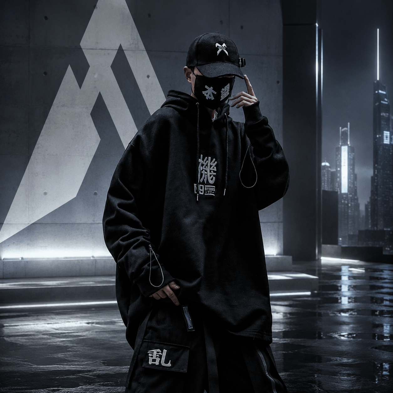 Men's Techwear Harajuku Cotton Printed Hip Hop Hoodie - ATLAS 1