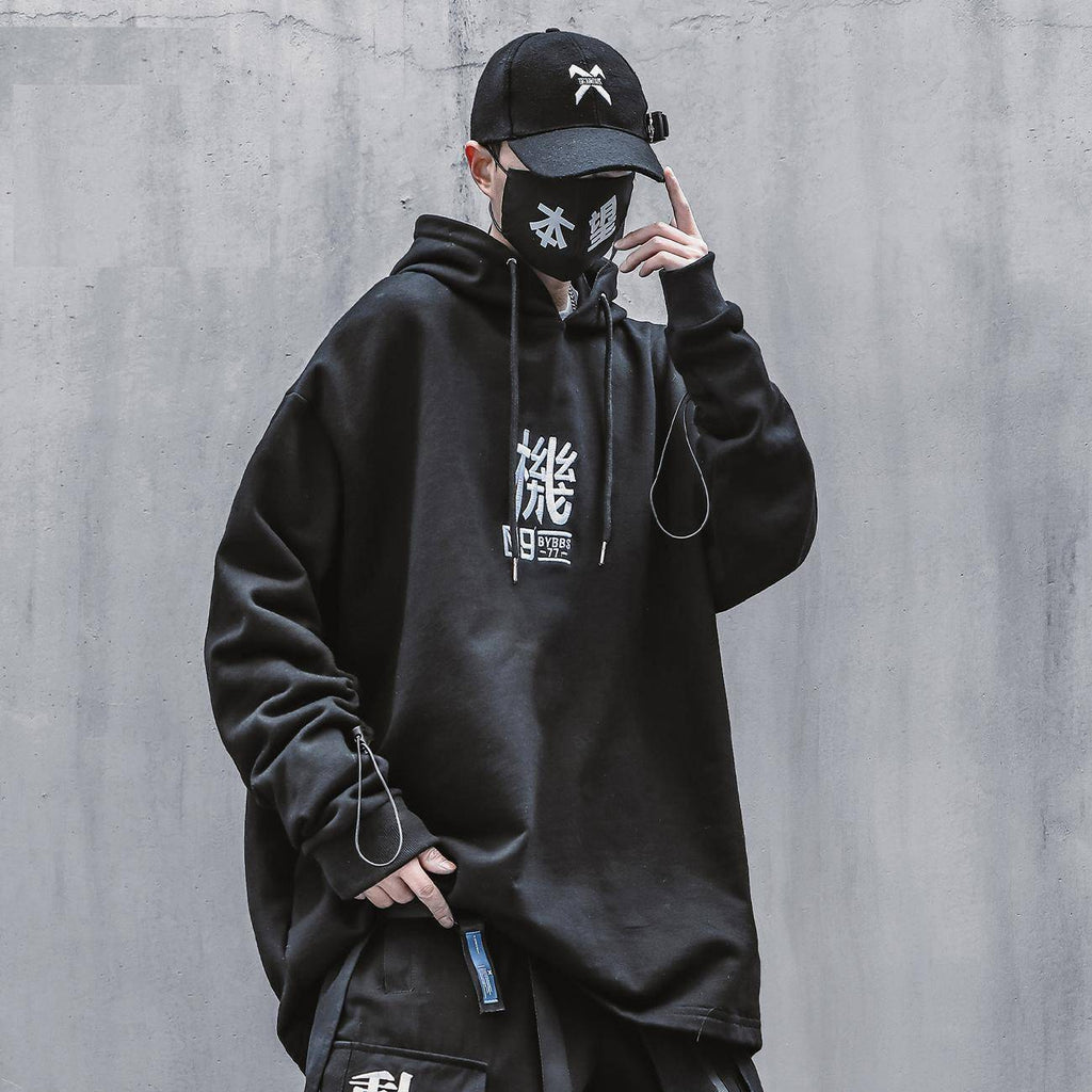 Men's Techwear Harajuku Cotton Printed Hip Hop Hoodie - ATLAS 1