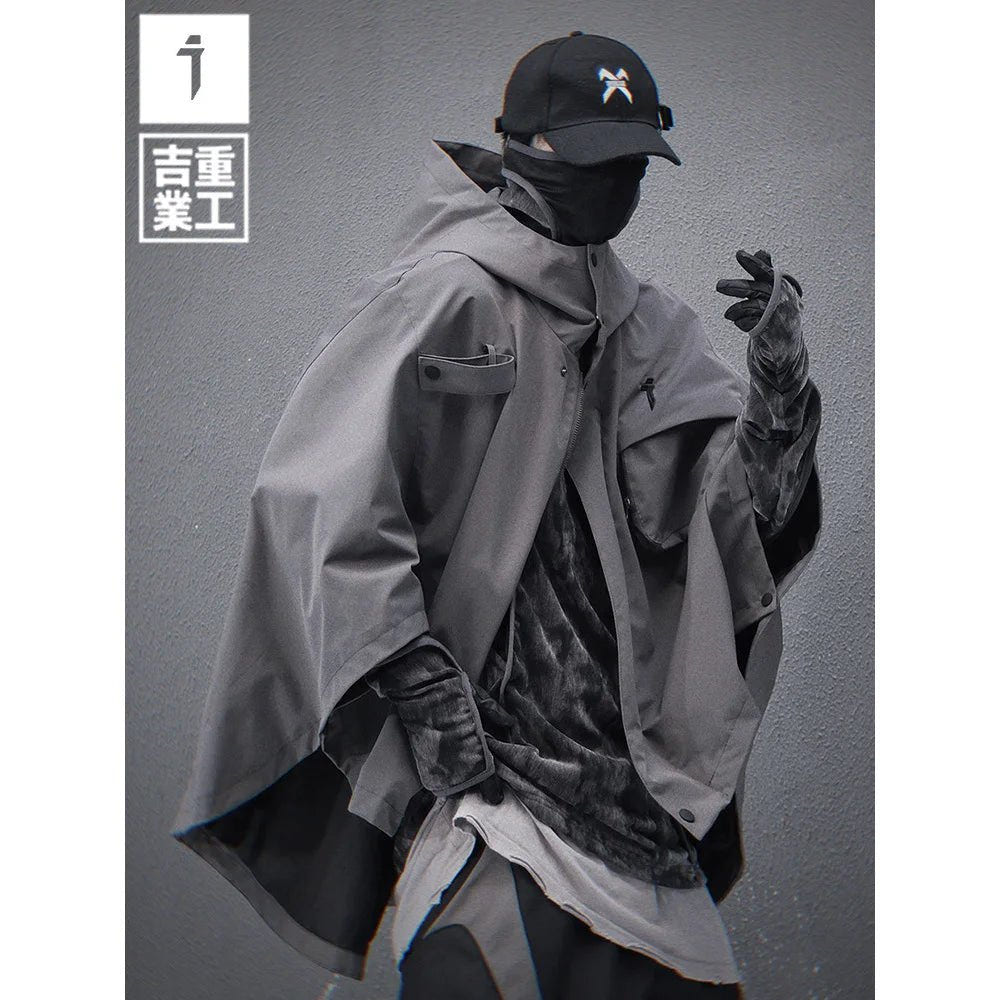 Men's Techwear Hooded Tactical Cloak Jacket Shawl Coat - ATLAS 1