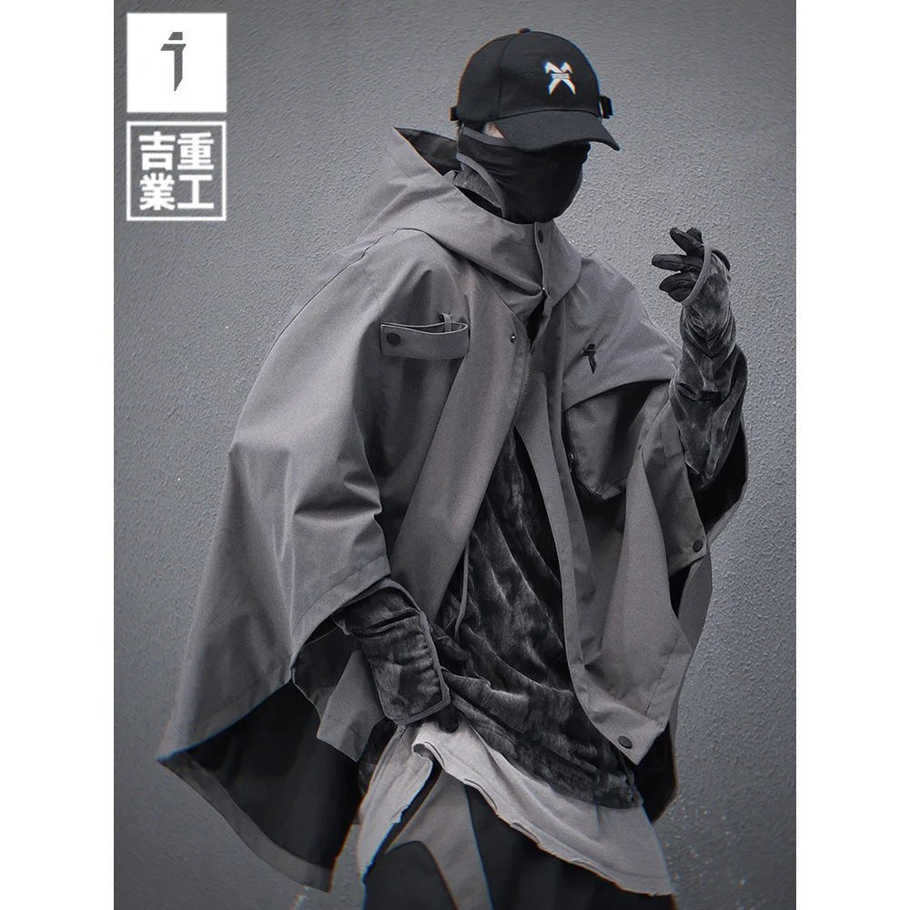 Men's Techwear Hooded Tactical Cloak Jacket Shawl Coat - ATLAS 1