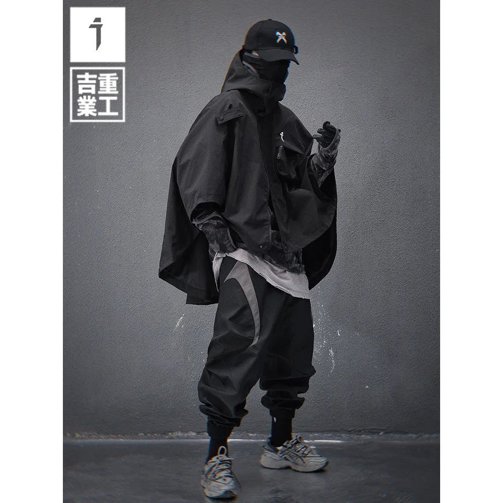 Men's Techwear Hooded Tactical Cloak Jacket Shawl Coat - ATLAS 1