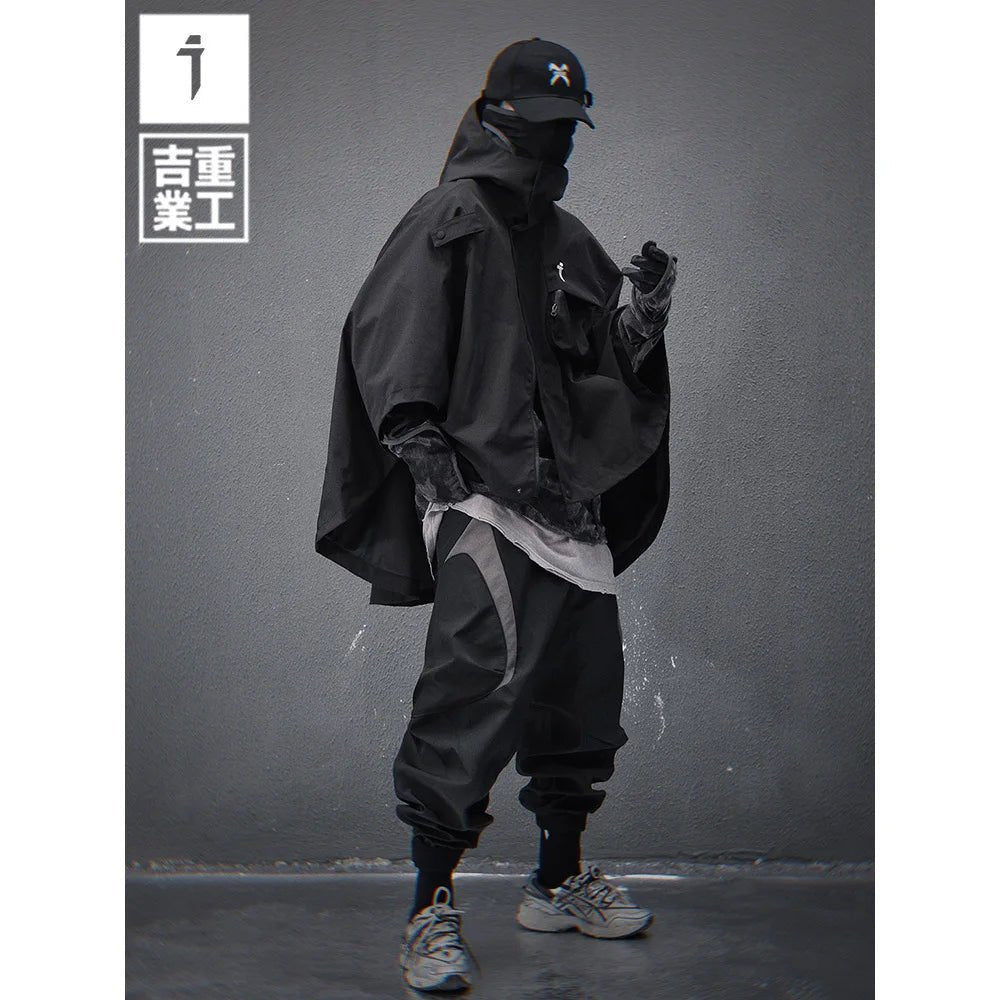 Men's Techwear Hooded Tactical Cloak Jacket Shawl Coat - ATLAS 1