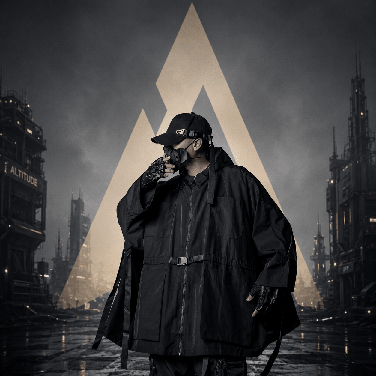 Men's Techwear Hooded Windbreaker Trench Jacket - ATLAS 1