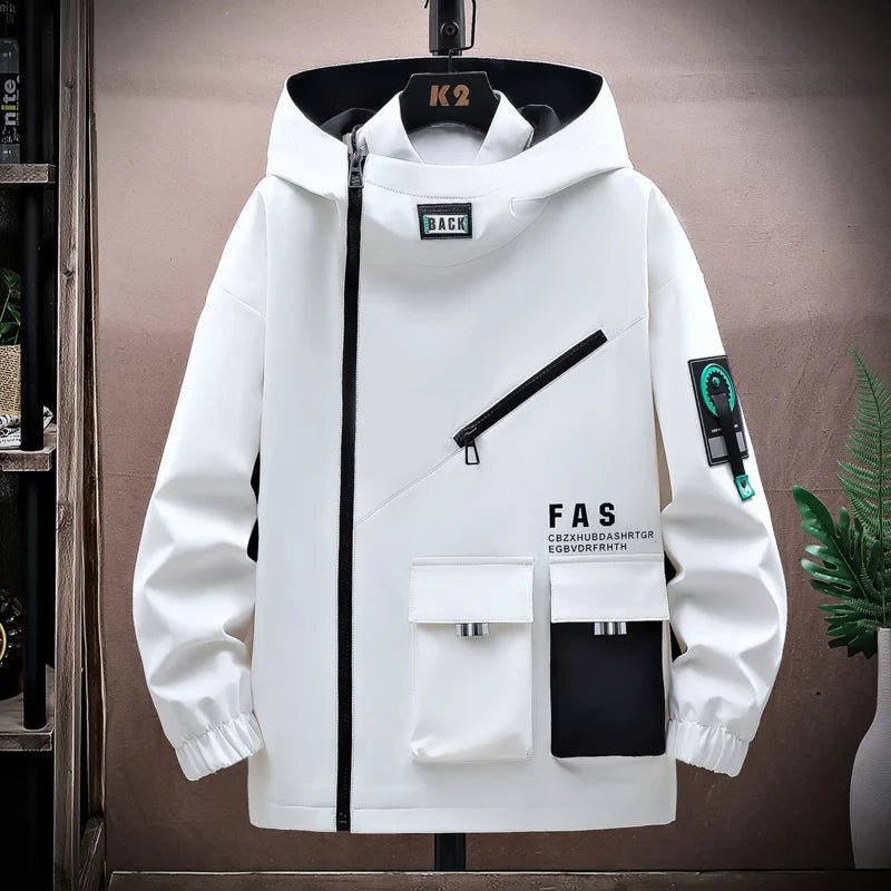 Men’s Techwear Hooded Zipper Jacket — Relaxed baggy cut