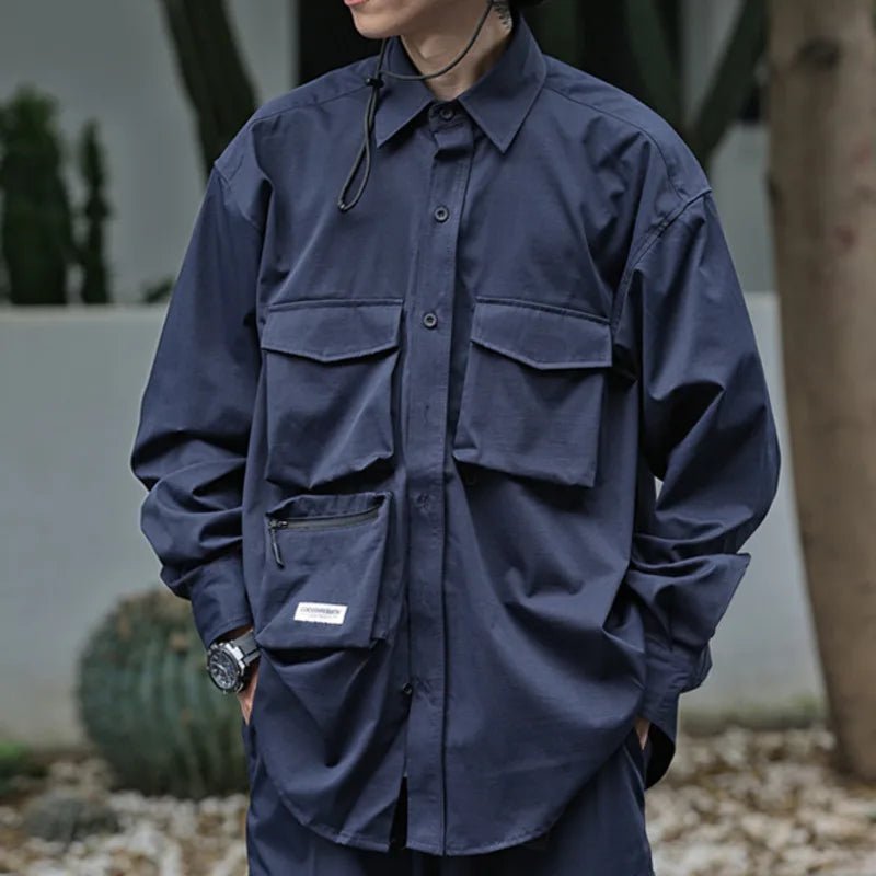 Men's Techwear Japanese Multi Pocket Workwear Shirt - ATLAS 1