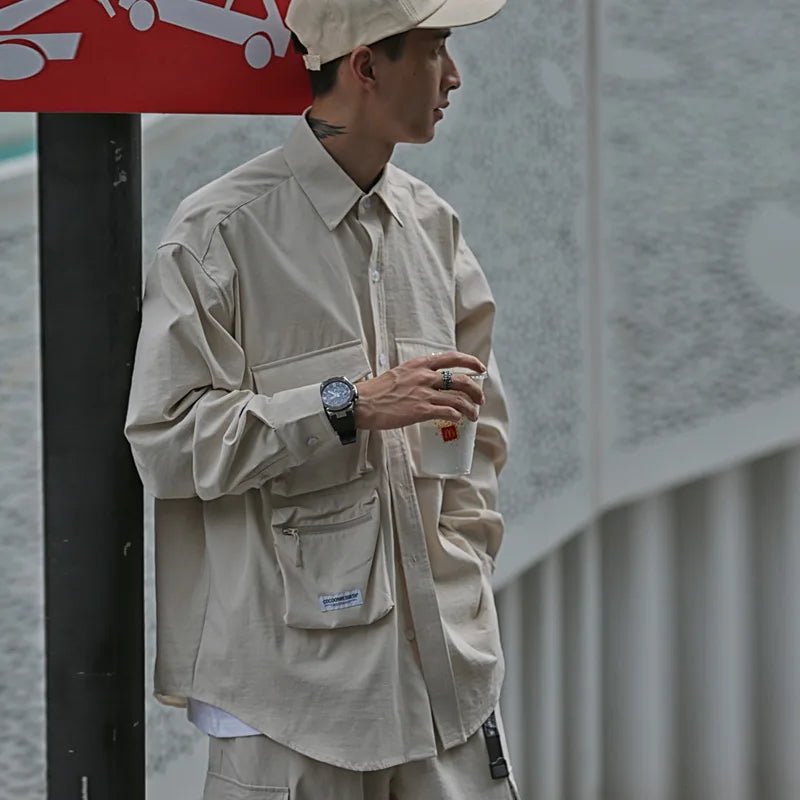 Men's Techwear Japanese Multi Pocket Workwear Shirt - ATLAS 1