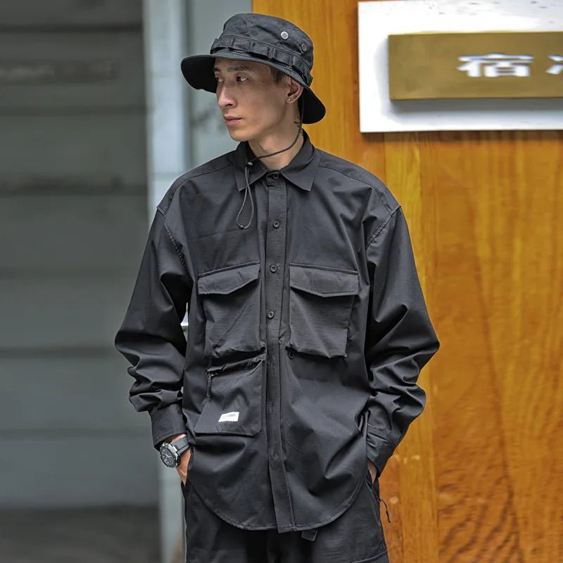 Men's Techwear Japanese Multi Pocket Workwear Shirt - ATLAS 1