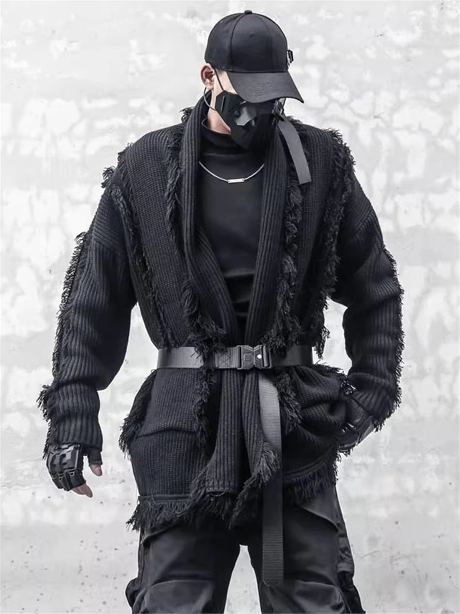 Men's Techwear Knitted Tassel Cardigan Sweater - ATLAS 1