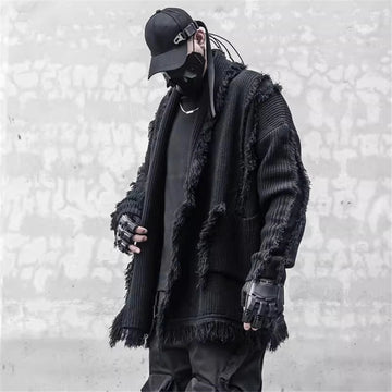 Men's Techwear Knitted Tassel Cardigan Sweater - ATLAS 1