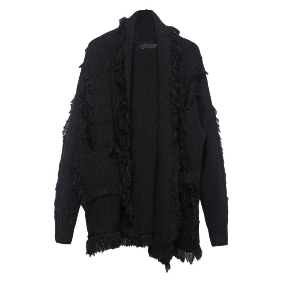 Men's Techwear Knitted Tassel Cardigan Sweater - ATLAS 1
