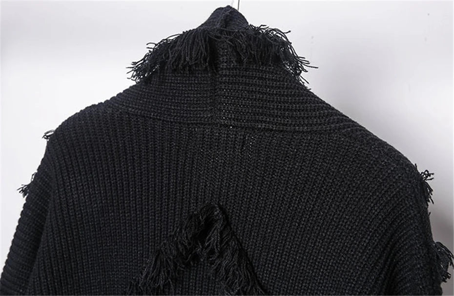 Men's Techwear Knitted Tassel Cardigan Sweater - ATLAS 1