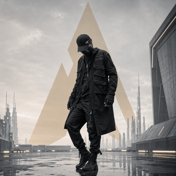 Męska Ciężka Kurtka Techwear w Stylu Peleryny z Wieloma Kieszeniami