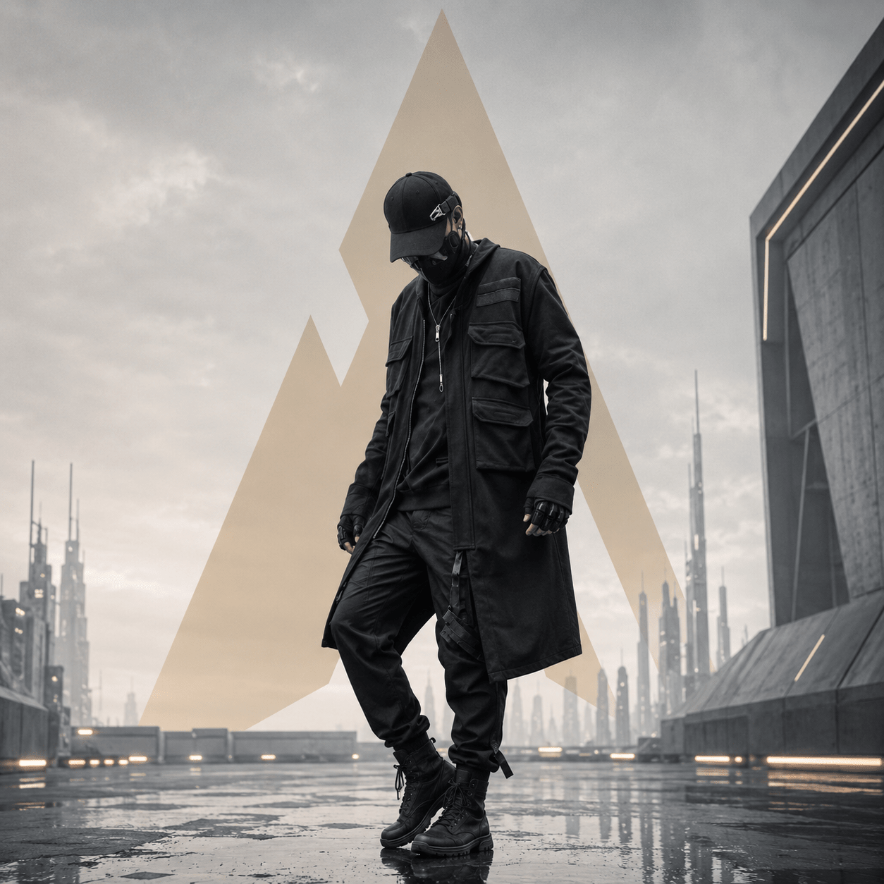 Men's Techwear Multi - Pocket Heavy Cloak Jacket - ATLAS 1