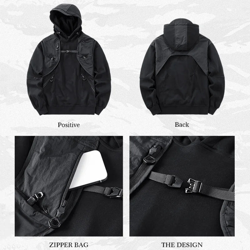 Men's Techwear Multi Pocket Patchwork Hoodie - ATLAS 1