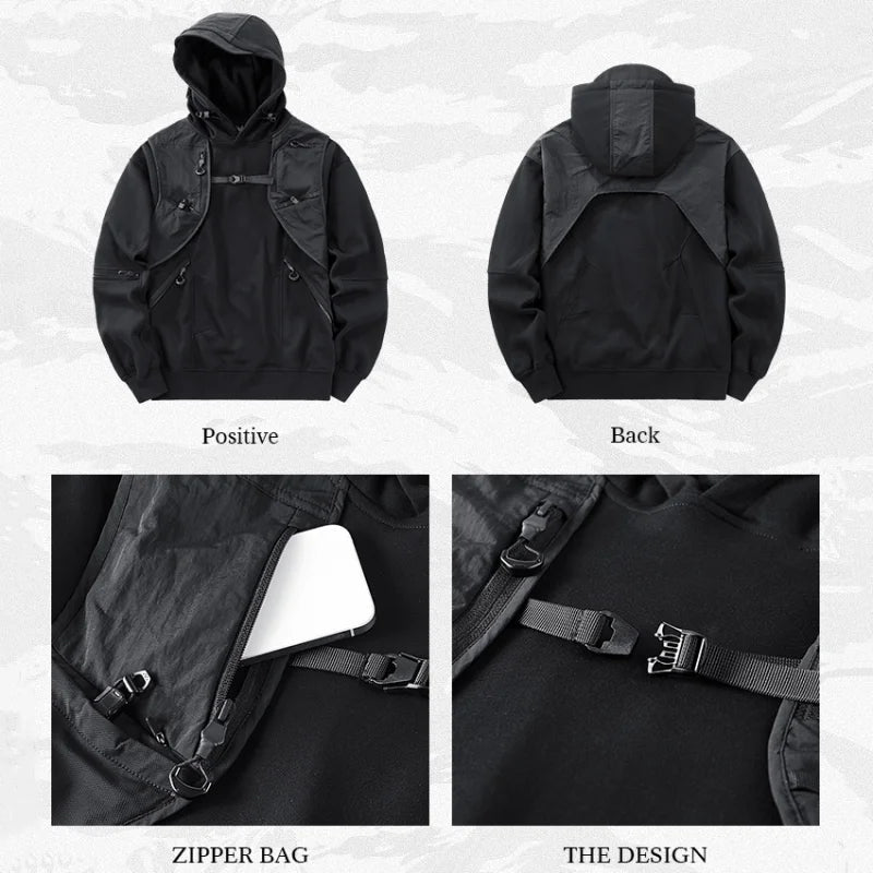 Men's Techwear Multi Pocket Patchwork Hoodie - ATLAS 1