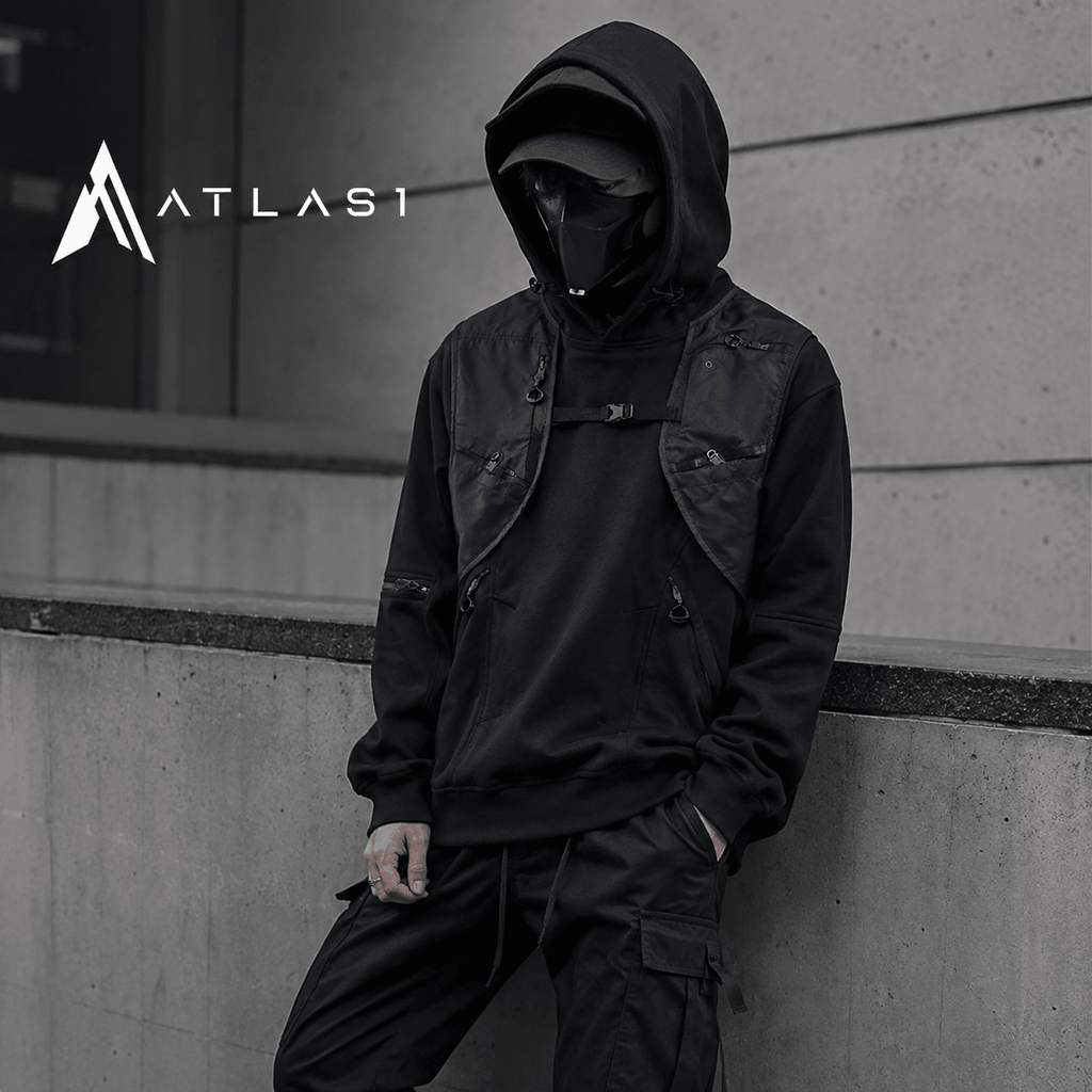 Men's Techwear Multi Pocket Patchwork Hoodie - ATLAS 1