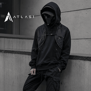 Men's Techwear Multi Pocket Patchwork Hoodie