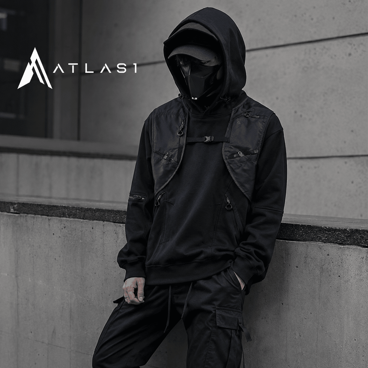 Men's Techwear Multi Pocket Patchwork Hoodie - ATLAS 1