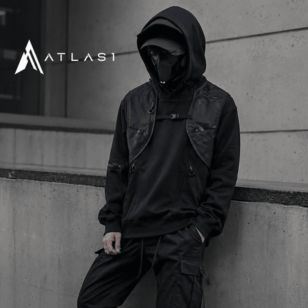 Men's Techwear Multi Pocket Patchwork Hoodie