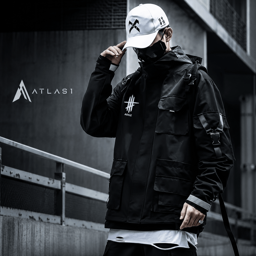 Men's Techwear Multi - Pocket Windbreaker Jacket - ATLAS 1
