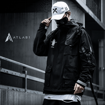 Men's Techwear Multi - Pocket Windbreaker Jacket - ATLAS 1