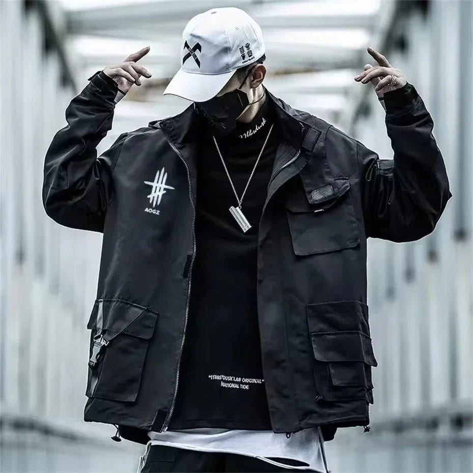 Men's Techwear Multi - Pocket Windbreaker Jacket - ATLAS 1