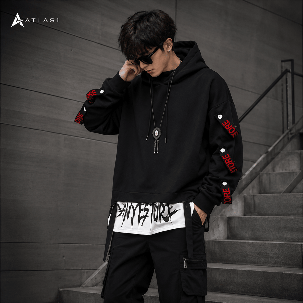 Men’s Techwear Patchwork Street Hoodie - ATLAS 1