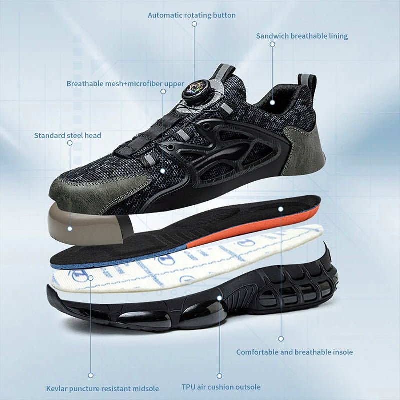 Men's Techwear Rotating Button Steel Toe Safety Shoes - ATLAS 1