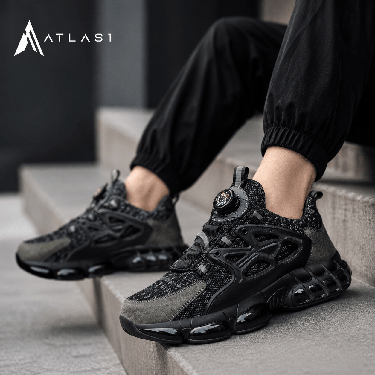 Men's Techwear Rotating Button Steel Toe Safety Shoes - ATLAS 1
