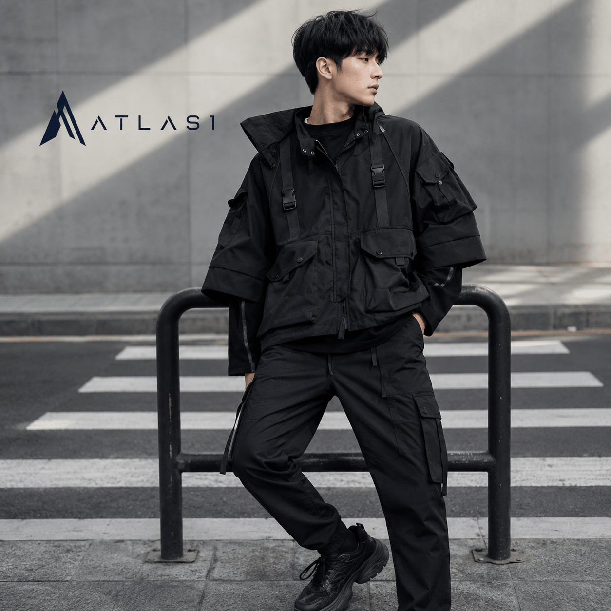 Men's Techwear Tactical Hooded Cargo Jacket - ATLAS 1