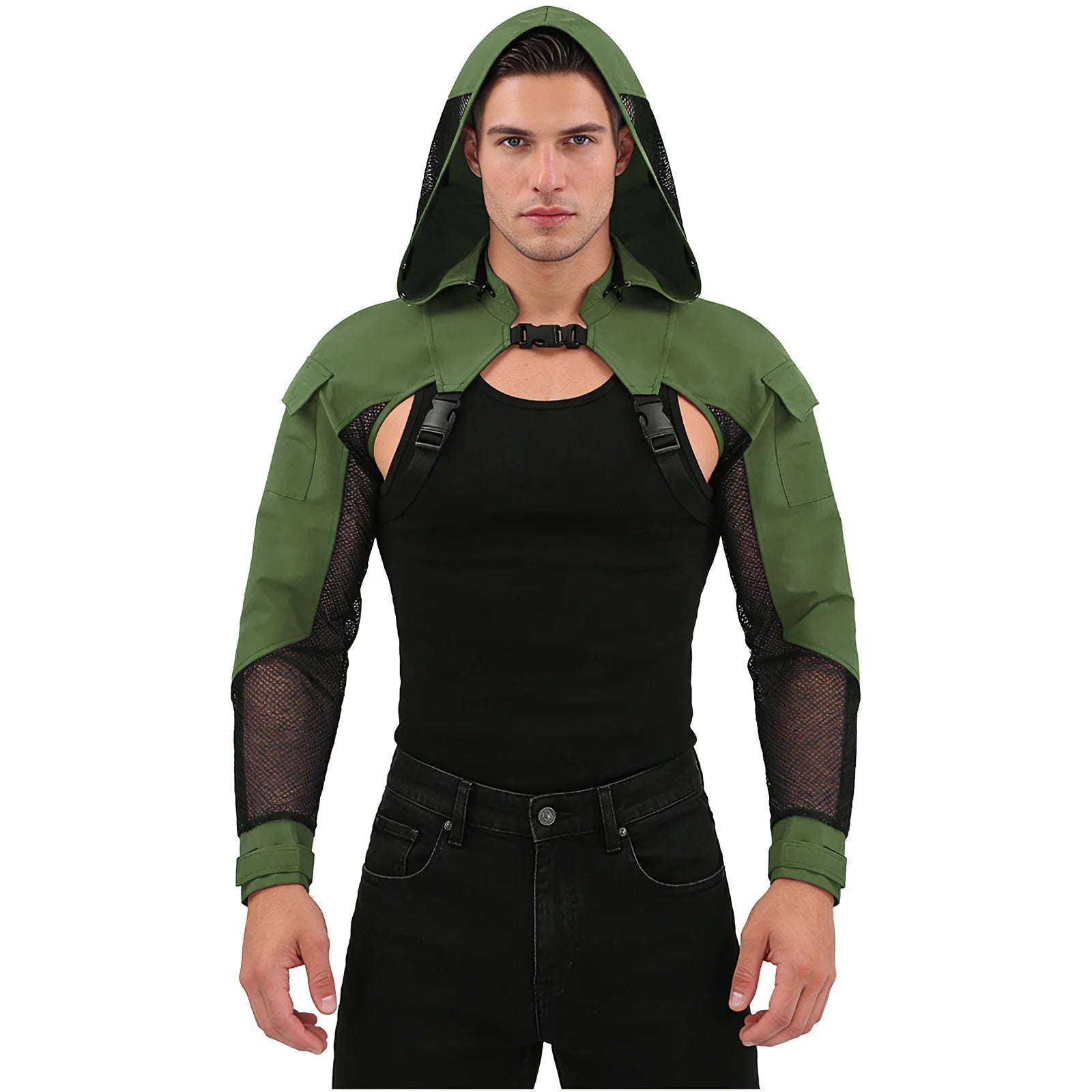 Men's Techwear Tactical Hooded Combat Mesh Jacket - ATLAS 1