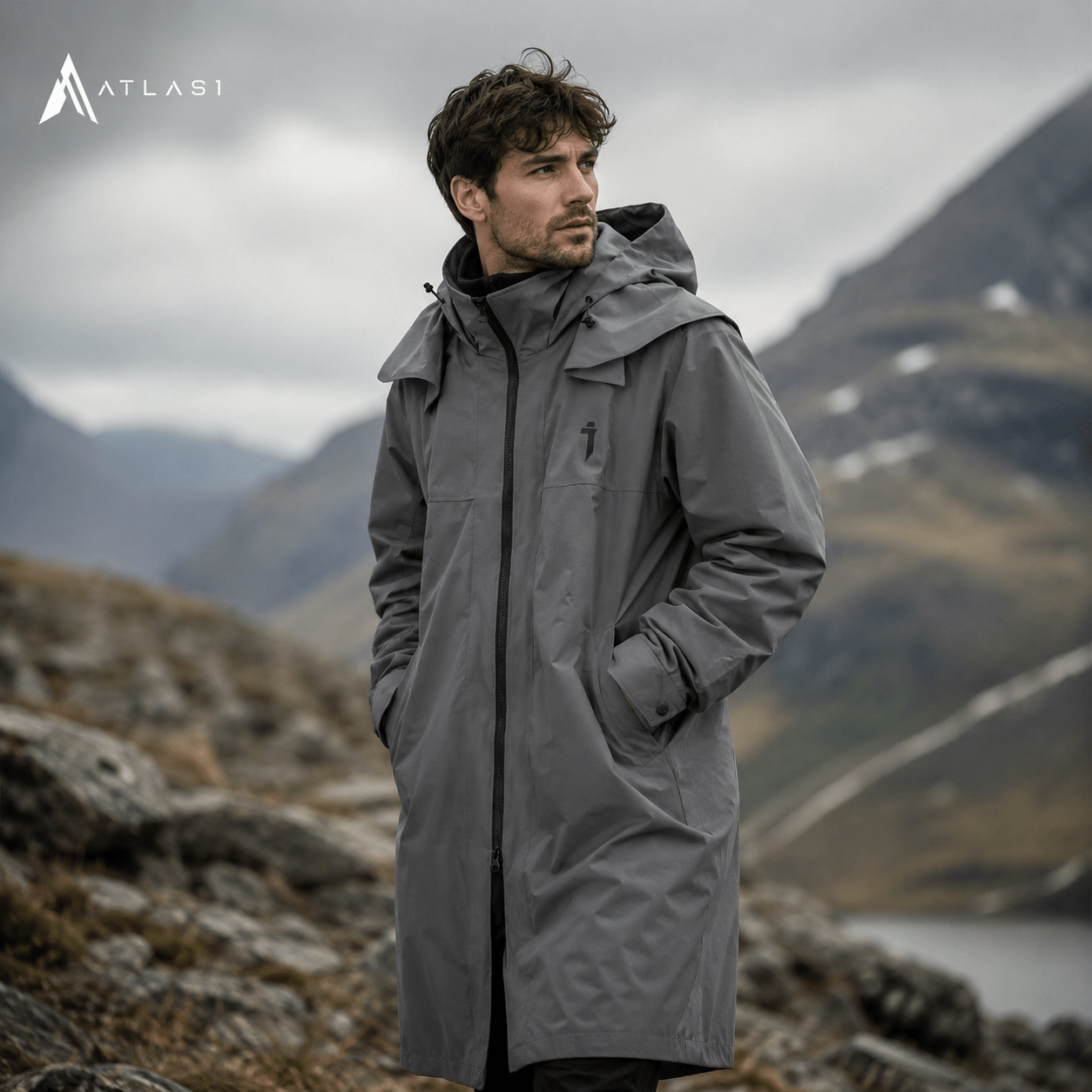 Men's Techwear Tactical Long Trench Jacket - ATLAS 1