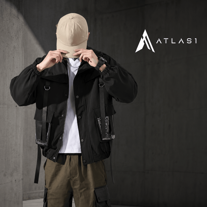Men's Transparent Pockets Oversized Techwear Bomber Jacket - ATLAS 1