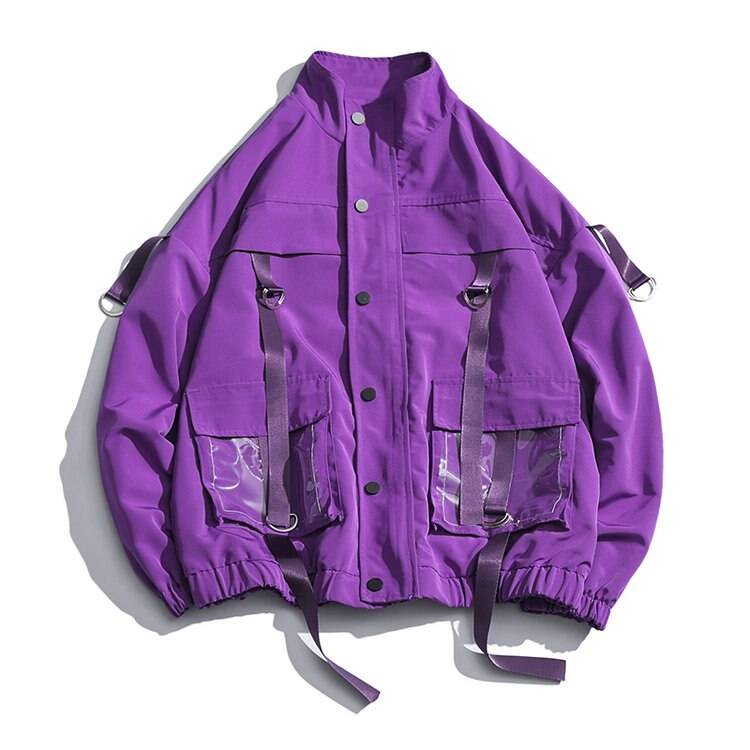 Men's Transparent Pockets Oversized Techwear Bomber Jacket - ATLAS 1