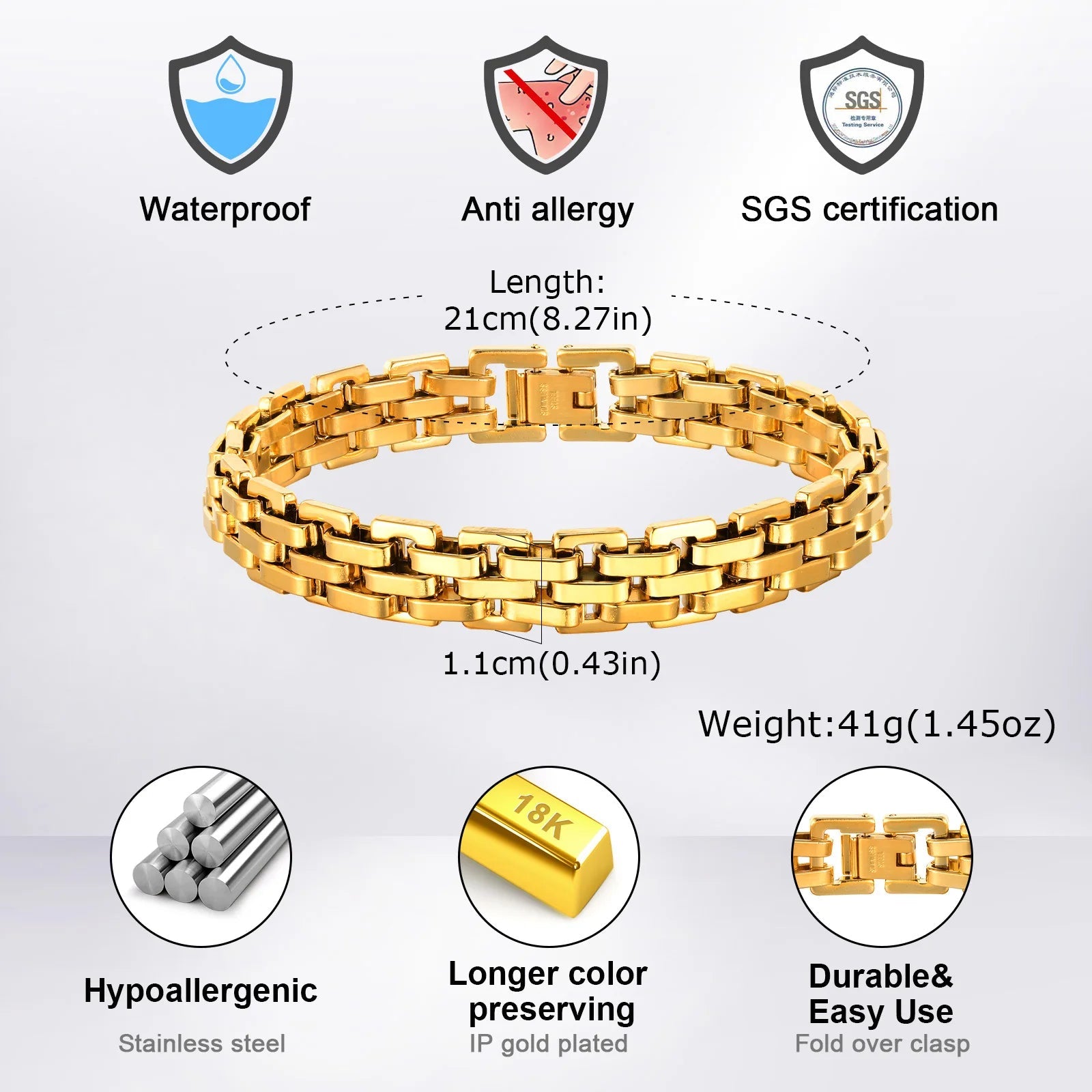 Men's Two Tone Stainless Steel Bracelet - ATLAS 1