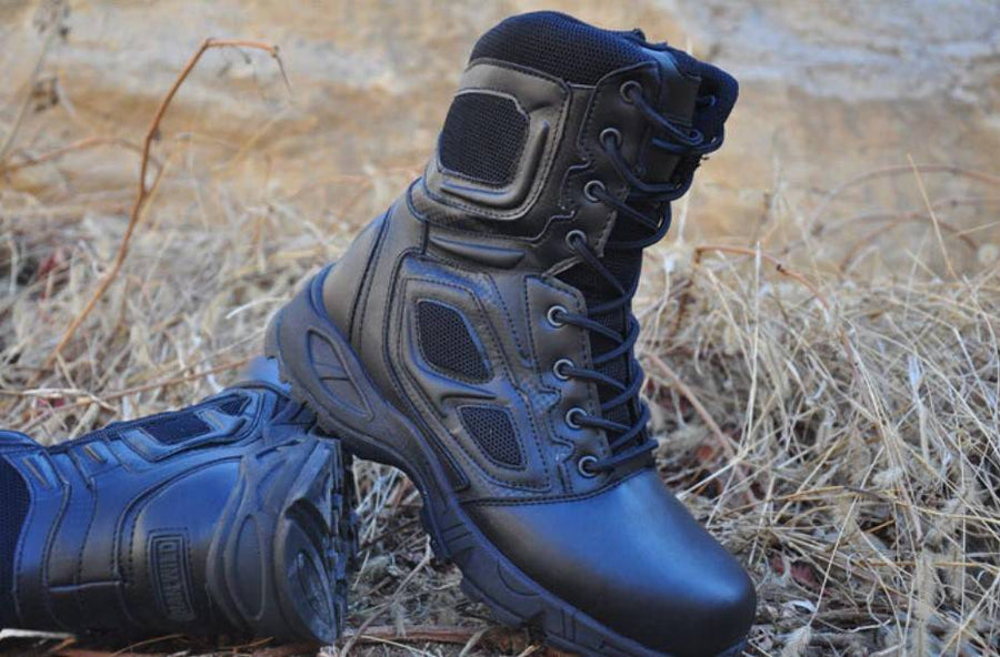 Pánské vysoké voděodolné kožené boty – techwear styl — Gumová podrážka